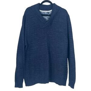 Tommy Bahama Men's XXL Blue Cotton Wool Blend Knit Shawl Collar Sweater Coastal